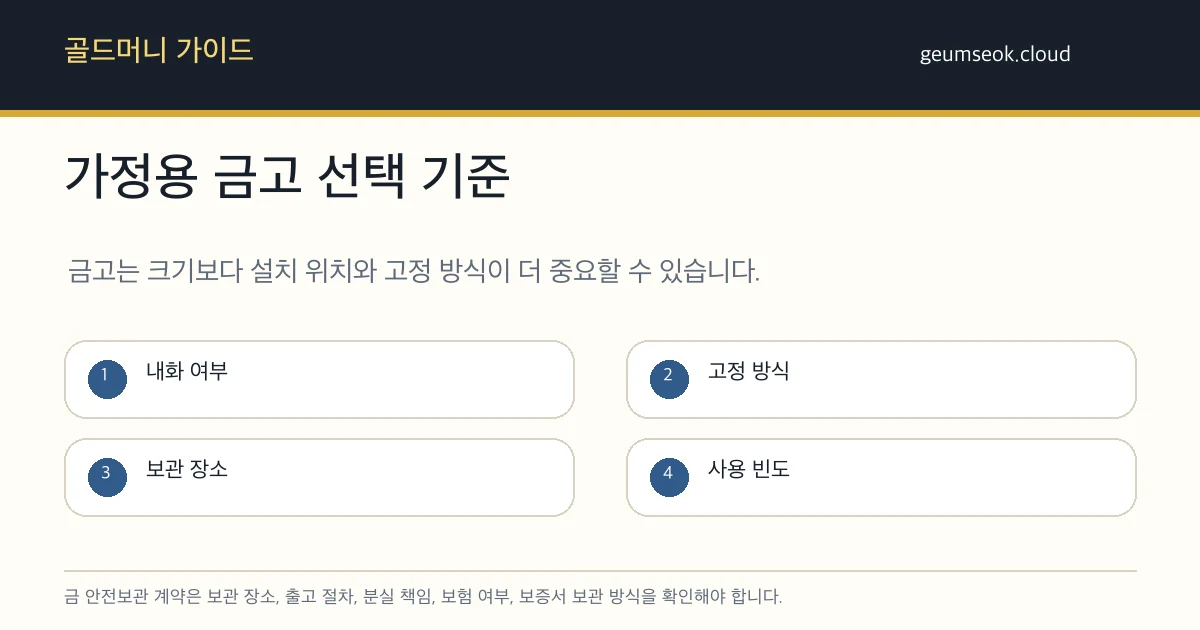 금 안전보관 계약 전 보관 장소, 출고 절차, 분실 책임, 보험 여부, 보증서 보관 방식을 확인하는 체크리스트