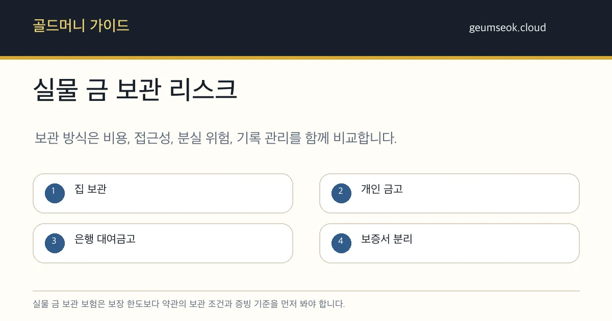 실물 금 보관 보험에서 약관, 담보 한도, 보관 장소, 증빙 기록을 확인하는 체크리스트